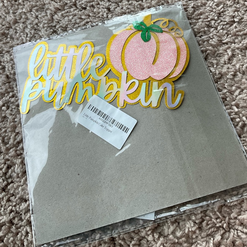 Pink Glitter Little Pumpkin Cake Topper - Picture 2 of 3